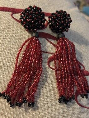 Beautiful Handmade Vintage Long Bead Tassel • Boho Earrings